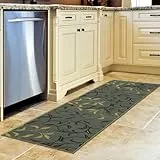 Ottomanson Ottohome-Kollektion Teppichläufer mit Gummirückseite und modernem Blätter-Design, 50 cm x 150 cm, Farbe Meerschaum
