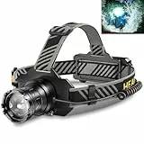 JAY-PARK Stirnlampe LED Wiederaufladbar 100000 Lumen mit Sensor, Stirnlampe LED 6 Lichtmodi Mit Weißem und Gelbem Licht, IPX7 Wasserdichte Stirnlampe Joggen für Camping, Angeln, Hundespaziergänge