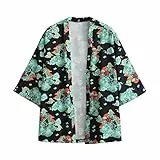 GURUNVANI Herren Kurzarm Japanisches Harajuku Shirt Sommer Jacke Tops Shirts, 20F12 Grün, M