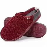 LongBay Damen Hausschuhe mit Memory Foam rutschfeste bequeme Slip-On Pantoffeln Rot,40-41 EU