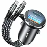 LISEN 54W Zigarettenanzünder USB C PD&QC3.0 12V USB Adapter Auto Ladegerät mit 60W Kabel Metall USB Zigarettenanzünder Adapter KFZ Ladegerät USB C für iPhone 17 Pro Max Air 16 Samsung S25 Ultra IPad