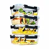 ERUIV Meal Prep Boxen Glas, [4 Behälter + 4 Deckel] Meal Prep Glas-1520ml, Frischhaltedosen Glas, Gefrierdosen Set Mit Dampfventil, Glasdose transparent Mit Deckel, BPA-freie Vorratsdose Glas