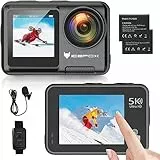 icefox Action Cam 5K 30FPS 20MP mit Touchscreen, EIS Einstellbarer Blickwinkel 4X Zoom, 30M wasserdichte Unterwasserkamera Fernsteuerung Sportkamera mit externem Mikrofon und Zubehör Kit