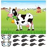 ASTARON Pin The Tail on The Cow Partyspiel mit 30 Schwänzen für Bauernhof Party Supplies Ansteckspiele für Kinder, Jungen Mädchen Tier Party Favors Dekorationen Home Wand Dekor
