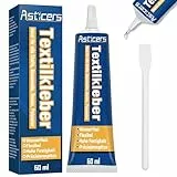 60 ml Textilkleber, Stoffkleber Textilkleber Waschmaschinenfest, Textilkleber Extra Stark, Permanenter Transparenter Waschbarer Textilkleber für Stoffe, Kleidung (60ml)