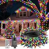 LED Lichterkette Außen Strom Bunt - 15M + 5M 150 LED Lichterketten Weihnachtsbaum Licht Innen Mit Timer/Stecker/Fernbedienung/8 Modi, Christmas Tree Lights Outdoor Für Balkon Garten Party