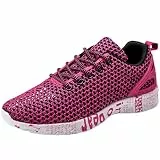 CHICMARK Damen Sommerschuhe Schnürer - Atmungsaktives Netz für Freizeit & Outdoor, Leichtes Eva-Sohle (Fuchsia, 35 EU)