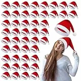 Shojoy 48-Pack Weihnachtsmann Hut Bulk mit weißen Manschetten Vlies Dekorative Weihnachtsmann Kostüm Hut Weihnachtsfeier Hüte für Cosplay Leistung