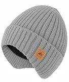 FORVEVO Mütze Herren Winter,Warme Wintermütze Herren mit Ohrenklappen,Fleece Futter Thermo Beanie Männer,Weiche Unisex Strickmütze für Outdoor Laufen Skifahren Winddicht（DunkelGrau）
