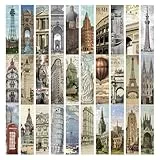30 Stück Vintage Lesezeichen Papier Buchmarkierungen Westliche Architektur Thema Paper Bookmarks Pack Buchmarker Set Für Buchliebhaber Schriftsteller Leser (A)