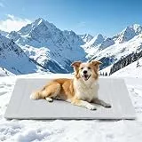 YooxArmor Kühlmatte Hund,91 * 58cm,Selbstkühlende Haustierkühlkissen,rutschfest & wasserdichte Kühlmatratze Arc-Chill Gewebe für Großmittelkleine Hunde Sommer & Reise,Grau S