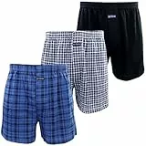 Kacouni 3er Pack Boxershorts Herren Weit 100% Baumwoll Gestrickte, Locker Passform, Weiche und Atmungsaktive, Ultrabequeme Unterhosen Männer Gr. M-3XL (L, MIX01)