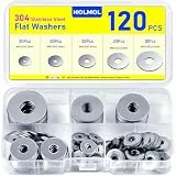 HOLMOL Unterlegscheiben Set 120 Stück, Karosseriescheiben 5 Größen, Edelstahl Beilagscheiben Sortiment M4 M5 M6 M8 M10, Flach Unterlegscheiben Edelstahl, Beilagscheiben Set für Schrauben & Muttern
