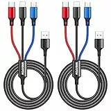 NINGKPOW Multi USB Kabel [2Stück 2M], 3 in 1 Universal Ladekabel Nylon Schnell Multi Kabel USB Mehrfach Ladekabel mit Micro USB Typ C für Samsung Galaxy S23 S22, Huawei P50 P40, Oneplus, LG