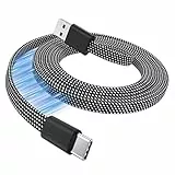 Magtame USB A zu USB C Kabel Flaches magnetisches Ladekabel, Coiled USB C Kabel, 1M einziehbares Typ C Schnellladekabel, Flexibles USB C Kabel kompatibel für Phone 15 Pro Max, Samsung, Pad, Schwarz
