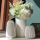 Vasen Deko -Weiße Keramik Vases Satz von 3 für Moderne Home Decor,Deco Matte Vase für Pampasgras,Vasen Deko Aesthetic Neutral Boho Skandinavische Deko Vases (A Weiß)