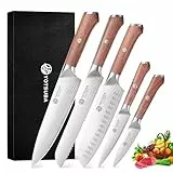 YOTSUBA Küchenmesser Set 5-teilig Messerset Scharf Küche aus hochwertigem Carbon Edelstahl, Ultra Scharfes Messerset mit Kochmesser, Brotmesser, Santokumesser, Allzweckmesser, Gemüsemesser