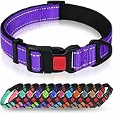 Taglory Hundehalsband, Weich Gepolstertes Neopren Nylon Hunde Halsband für Mittlere Hunde, Verstellbare und Reflektierend für das Training, Lila