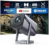 Mini Beamer 4K [Kompatibel mit Netflix|Dolby Audio] 600ANSI Smart Beamer Full HD 1080P Auto Fokus Auto Vertikale Trapezkorrektur 360° Drehbar WiFi6 Bluetooth Kurzdistanz Projektor für Home Outdoor