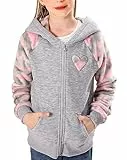V.&GRIN Fleecejacke Kinder mit Kapuze Langarm Kuschelige Sweatjacke Mädchen Zip Up Hoodie Herbst Kapuzenpullover Coole Kleidung Gr.105 bis 155cm