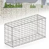 Floordirekt Gabione, Steinkorb aus Metall, 100x50x30 cm verzinkter Drahtkorb mit Maschenweite 5 x 10 cm, Steinmauer als Gartenzaun, Gabionengitter als Sichtschutz, Lenox