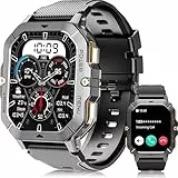 OUKITEL Smartwatch Herren, 2.02''HD Touchscreen Smart Watch mit Telefonfunktion, 5ATM Wasserdicht Fitnessuhr, 100+Sportmodi Sportuhr, 24 Std SpO2/Puls/Schlaf/Monitor Schrittzähler, Uhr für Android iOS