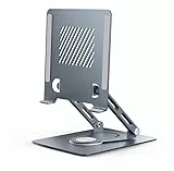 jumper Tragbarer Tablet-Ständer, um 360° drehbar, faltbar, verstellbar, Reise-Tablet-Ständer (Metall + Kunststoff), mechanischer Soundeffekt, für Handys und Tablets von 4-12,9 Zoll
