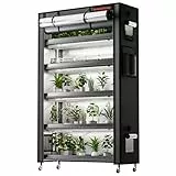 Spider Farmer 2026 Pflanzenständer 6 Etagen Einstellbar mit 10 Stück 220w Vollspektrum Led Pflanzenlampe und Growzelt Komplettset Gwächshaus Regal Indoor Outdoor Balkon Metall Schwarz 110x40x180CM