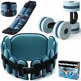 Sportneer 3-in 1 Wasser Aerobic Pool Übung Ausrüstung Wassertraining Combo -Set umfasst Hochdichte Wasser Hantel Aquagürtel Wasser -Knöchelgewichte für Aqua -Therapiepool Fitness Wasserübungen, Blau,L