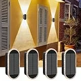 AGOTD Solar Wandleuchte Aussen, Einstellbar Solarlampen für Außen, LED Wandleuchten Up & Down Light, 3 Leuchtmodi Wasserdicht Solar Wandleuchte für Aussen Garten, Zaun beleuchtung, Balkon Deko 4 Stück