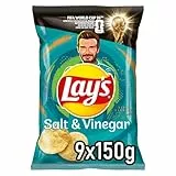 Lay's Salt & Vinegar Geschmack- Knusprig gewürzte Kartoffelchips für eine gelungene Party (9 x 150 g) (Verpackungsdesign kann abweichen)