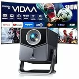 Beamer 4K [Schnellste VIDAA OS] Kompatibel mit Netflix & Dolby Audio, 1400ANSI 1080P Smart Beamer Heimkino Autofokus Trapezkorrektur, WiFi 6 & Bluetooth 5.4, 200°Drehbar Tragbarer Outdoor Projektor