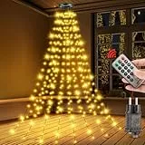 Lichterkette Weihnachtsbaum Innen Außen - 3.0M 16 Stränge 480LEDs Wasserdicht Christbaumbeleuchtung mit Ring, Weihnachtsbeleuchtung mit Fernbedienung 8 Modi Memory Timerfunktion Christbaum Dekoration