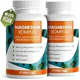 Magnesium Komplex Kapseln 360x mit 400 mg elementarem Magnesium pro Tag, 5 hochwertige Formen: Mag.-Oxid, Citrat, Bisglycinat, Malat & Ascorbat, optimale Bioverfügbarkeit, 6 Monats-Vorrat