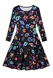 Belovecol Elegantes Galaxy-Kleid für Mädchen Festzug Geburtstagsparty Kleid für Mädchen Alter 10-12 Jahre,XL