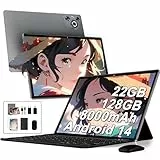 Dghrti Tablet Android 10 Zoll, 22GB RAM 128GB ROM/TF 1TB Erweiterbar, HD IPS Display, WiFi 5G, Octa-Core, 8000mAh, BT5.0, 8MP+5MP, Metallgehäuse, Touchscreen-Tablet mit Tastatur, Maus-Grau
