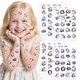 Tattoo Kinder,6 Blatt Einhorn Tattoos für Kinder,Großformatige Temporäre Tattoos für Mädchen & Jungen,Hautfreundliche & Wasserfeste Kindertattoos,Mitgebsel für Kindergeburtstag & Partygeschenke