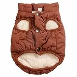 JoyDaog 2-lagige mit Fleece gefütterte Hundejacke, sehr warm für Winter und kaltes Wetter, extraweiche, winddichte Hundeweste,braun,xs
