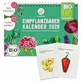 Plantura Einpflanzbarer Kalender 2026, A5-Format, Bio-Saatgut-Kalender mit 12 Samenkarten zum Einpflanzen