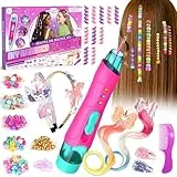 Fozcmisw Geschenk Mädchen 5 6 7 8 9 Jahre – Haarschmuck Mädchen Set mit Haarflechtmaschine, DIY Haarperlen & Flechthilfe, Einhorn Haarreif und Haarclips – Kinder Spielzeug ab 5-12 Jahre Geburtstag