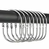 Goowin Duschvorhangringe 12 Stück, Duschvorhang Haken aus Metall, ovaler Ring, mit Schnappverschluss, duschringe für Duschvorhang (Chrom)