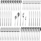 BEWOS Besteck Set für12 Personen - 60 Teilig Essbesteck Set inkl. Messer, Gabel, Löffel, Besteck Edelstahl Spiegelpoliert, Spülmaschinenfest