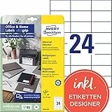 AVERY Zweckform 3474-10 Adressaufkleber (240 Klebeetiketten, 70x37 mm auf A4, bedruckbare Absenderetiketten, selbstklebende Adressetiketten mit ultragrip, ideal fürs HomeOffice) 10 Blatt, weiß