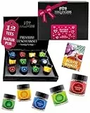 Hallingers Genuss Manufaktur Tee Muttertagsgeschenk-Set - 12 Sorten premium loser Tee Probierset in edler Geschenkbox mit Rezept-Booklet 'Danke Mama', Geschenkidee für Mama Oma