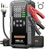 8000A Starthilfe Powerbank für Pkw mit Kompressor (160PSI), 12V Auto Starthilfe Powerbank für Benzin & bis 12L Diesel, tragbarer Jump Starter mit 600LM LED-Licht, Starthilfekabeln & großem LCD-Display