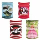 com-four® 4X Laterne mit bunten Motiven - Papierlaterne für Sankt Martin und Halloween - Martinslaterne für Kinder