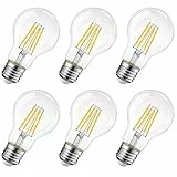 LVWIT LED Lampe E27, 470 lm, warmweiß 2700K, ersetzt 40 Watt, Classic Kolbenform Filament, klar (6er Pack)