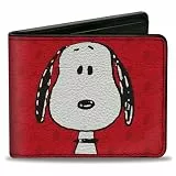Buckle-Down Peanuts Worldwide LLC Geldbörse, Bifold, Peanuts Snoopy Face and Profile Pose Reds, veganes Leder