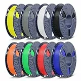 SUNLU 3D Drucker Filament Bündel 2KG, Multicolor PLA+ Filament 1.75mm ±0.02mm, 250g per Spool, 8 Packs, Schwarz+Weiß+Grau+Rot+Klein Blau+Gelb+Grün+Sonnenorange