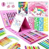 TCJJ Unicorn 208-Teiliges Malset für Mädchen - Malkoffer Mit Einhorn-Malbuch, Multifunktionales Set für 3-12 Jahre, Weihnachtsgeschenke
